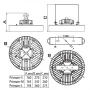Промышленный светильник Primum-L 250Вт CRI70 5000K КСС:C120 с защитным стеклом подвесной