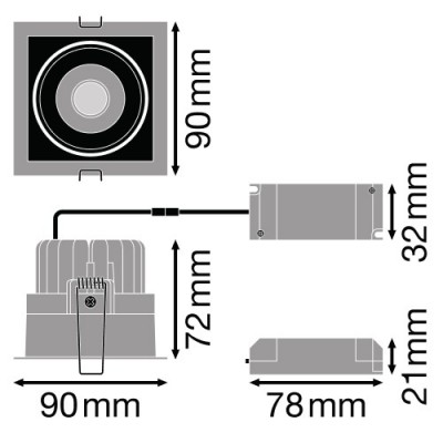 Спот светильник SP SQ DK ADJUST 8W/3000K FL BK Спот светильник SP SQ DK ADJUST 8W/3000K FL BK